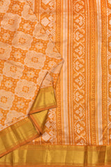 Apricot Orange Sana Soft Silk Fancy Print Zari Border Saree