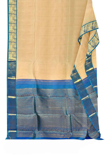 Sandal Light Weight Pure Silk Arani Contrast Blue Border Saree