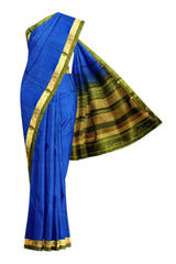 Blue Light Weight Pure Silk Arani Traditional Ribbon Border Saree