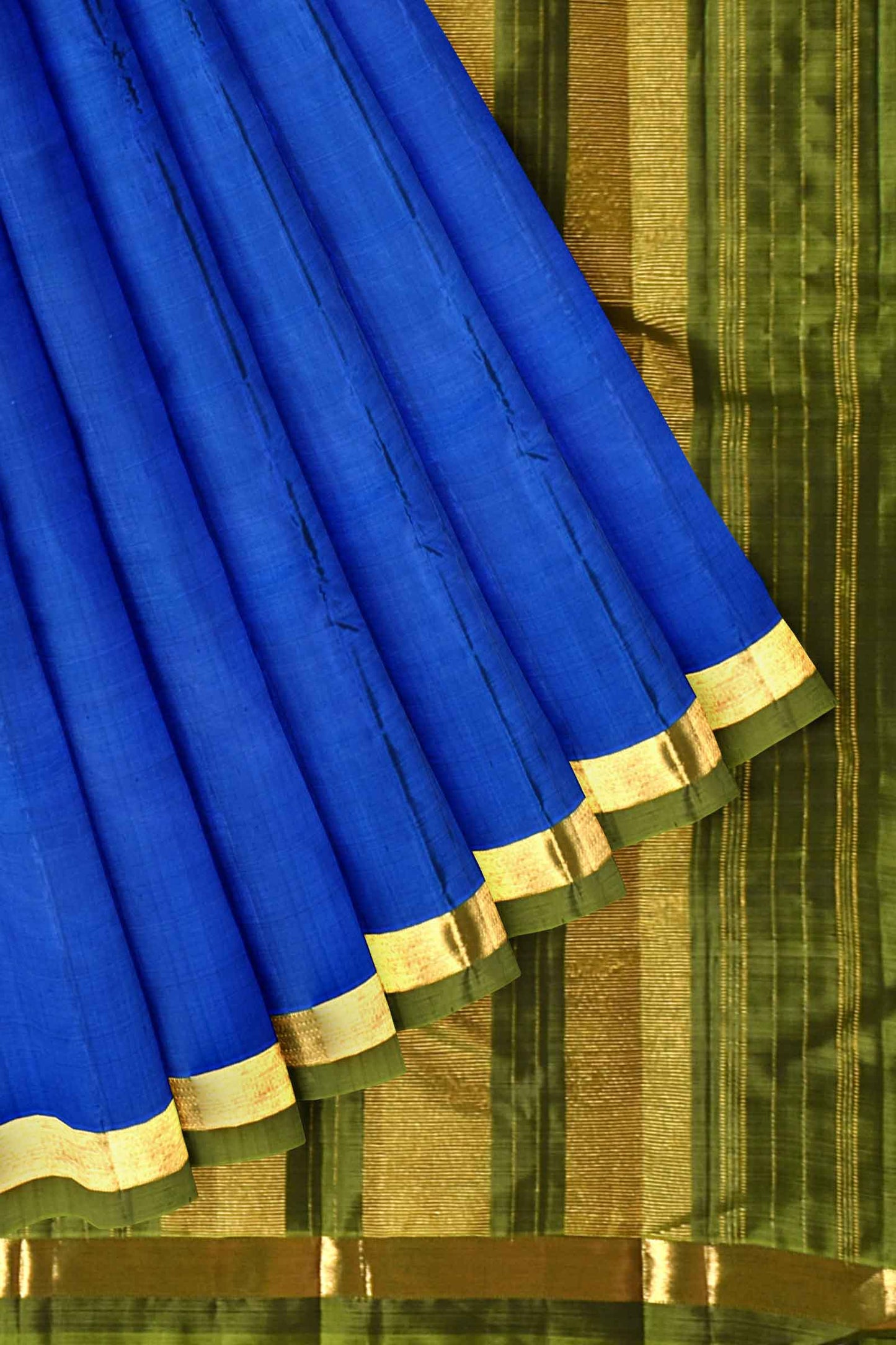 Blue Light Weight Pure Silk Arani Traditional Ribbon Border Saree