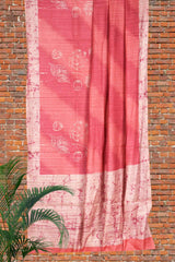 Peach Handloom Kotha Butti Saree