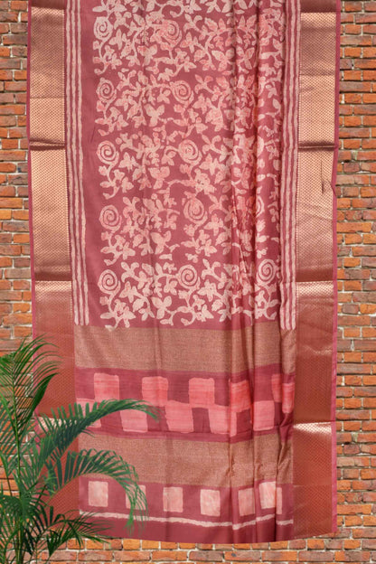 Peach Digital Chanderi Viscose Saree