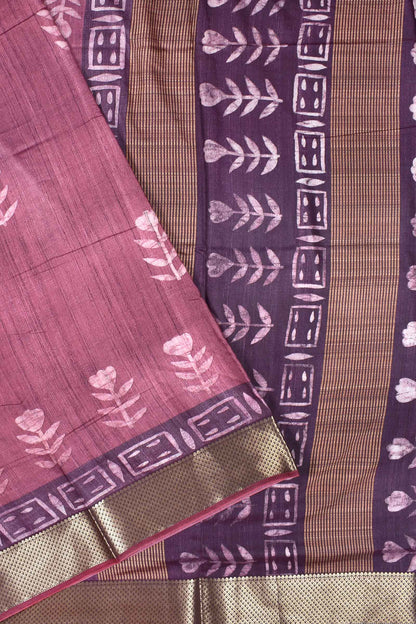 Light Violet Digital Chanderi Viscose Saree