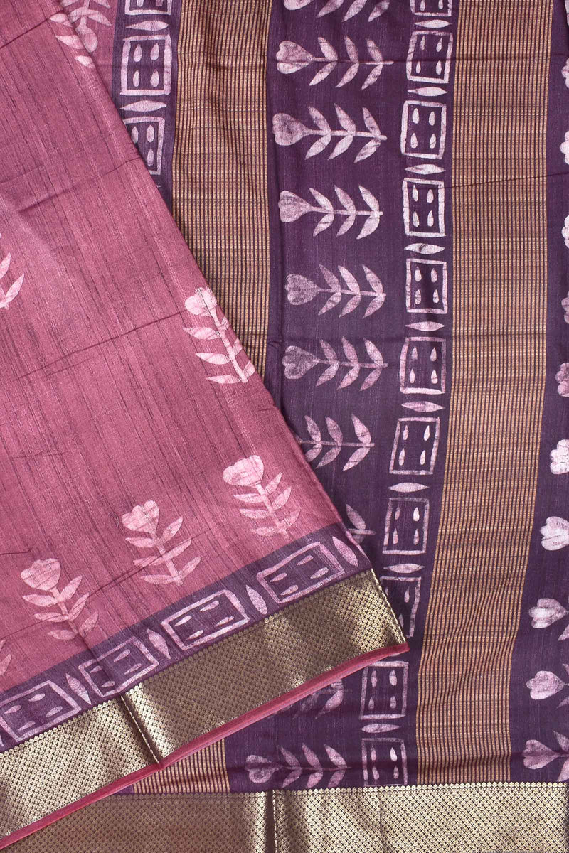 Light Violet Digital Chanderi Viscose Saree