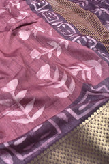 Light Violet Digital Chanderi Viscose Saree