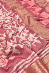 Peach Digital Chanderi Viscose Saree