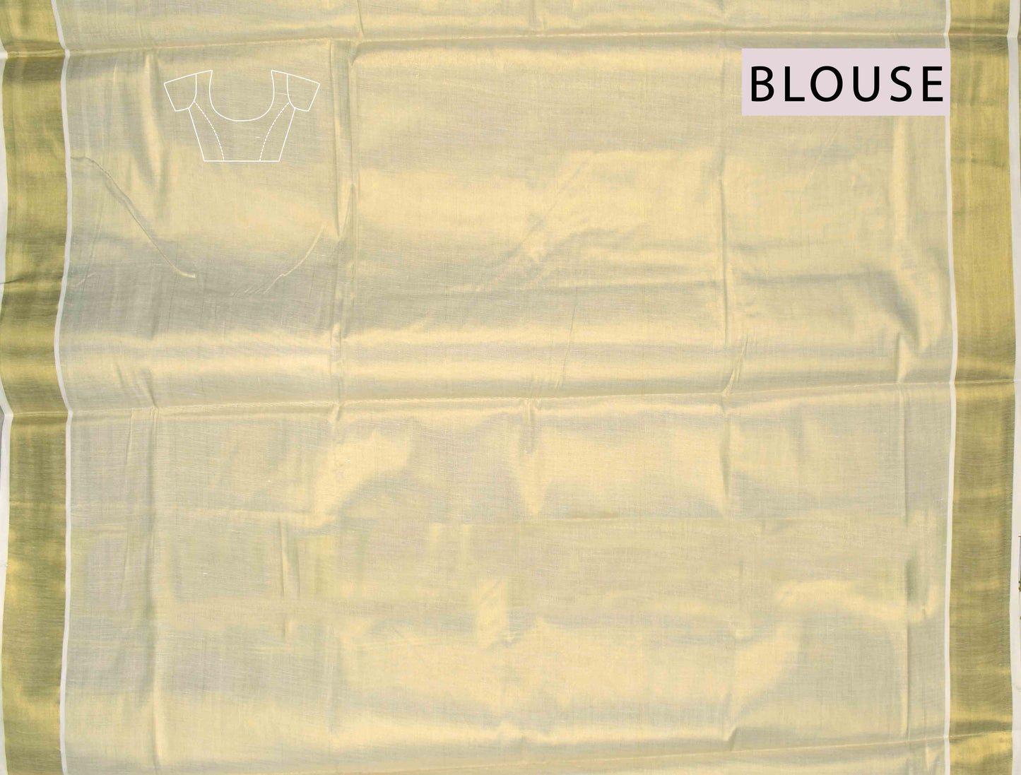 Off White Pure Kerala Tissue Cotton Plain Golden Zari Saree