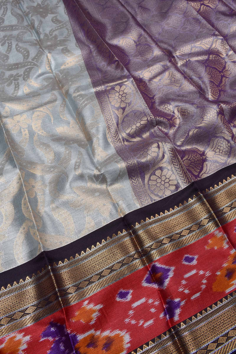 Light Blue All Over Tissue Pochampalli Border Saree