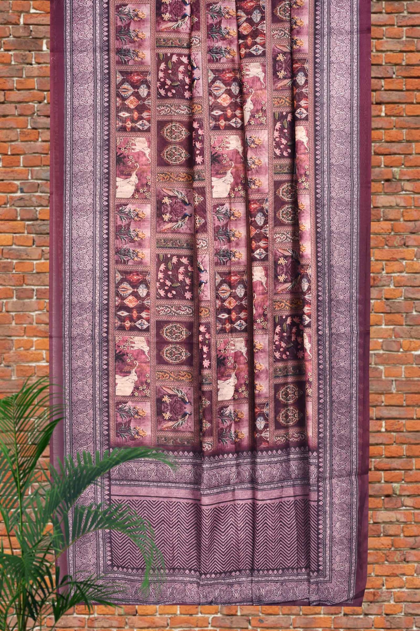 Violet Digital Chanderi Saree