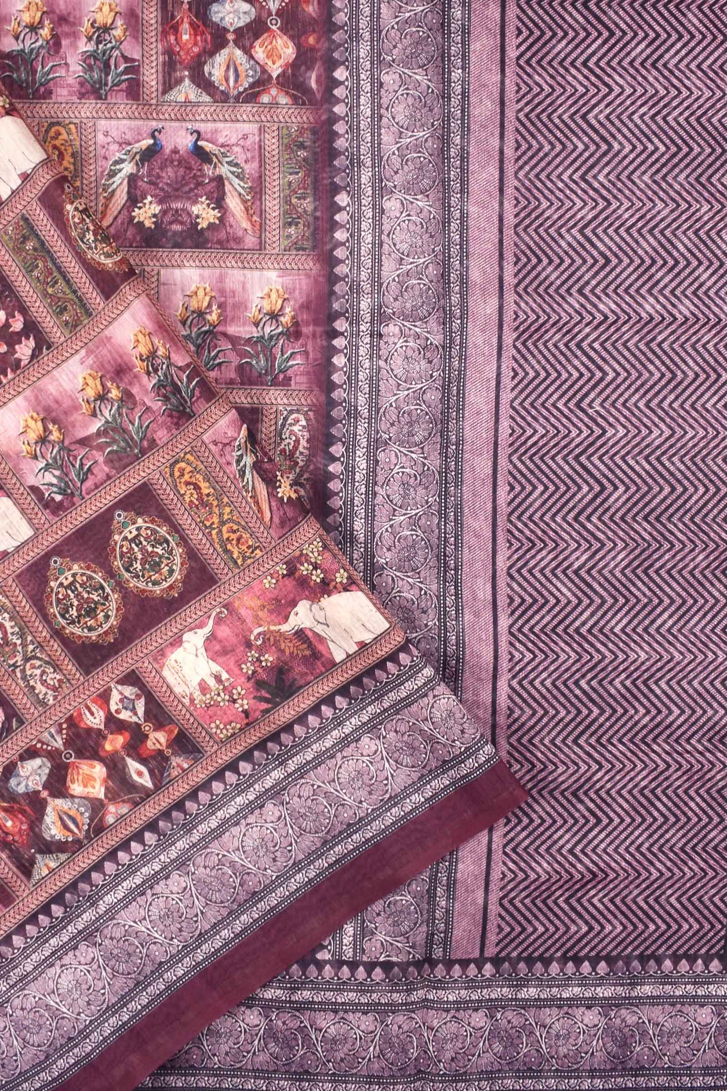 Violet Digital Chanderi Saree