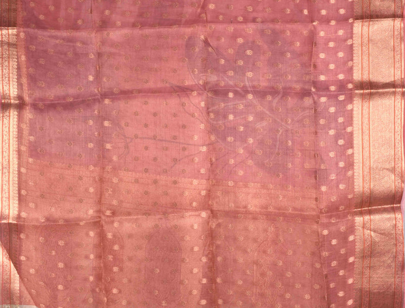 Pink Leaf Kota Jari Saree