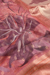 Pink Leaf Kota Jari Saree