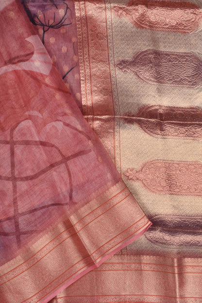 Pink Leaf Kota Jari Saree