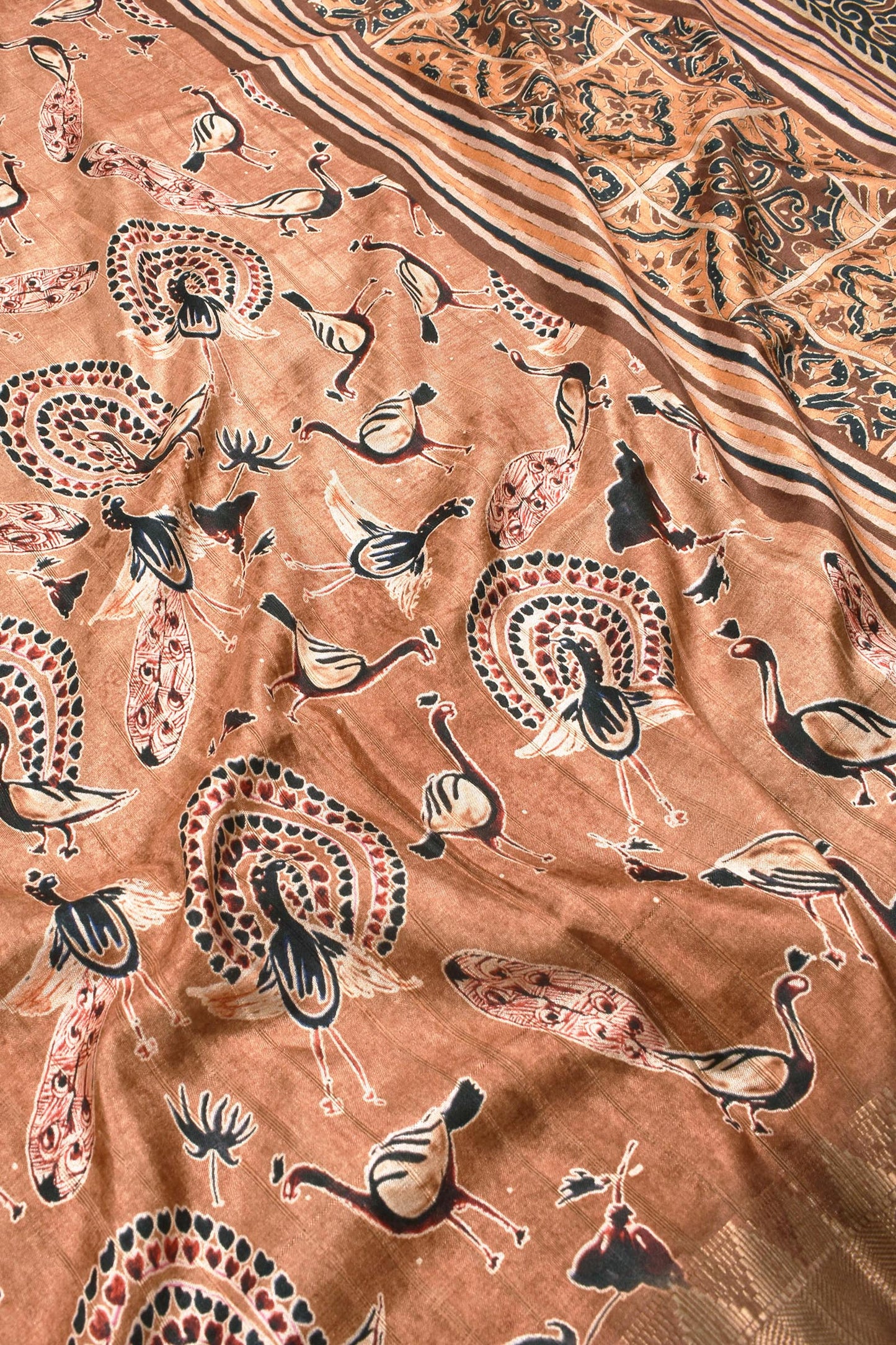 Light Brown Digital Kotha Cotton Saree