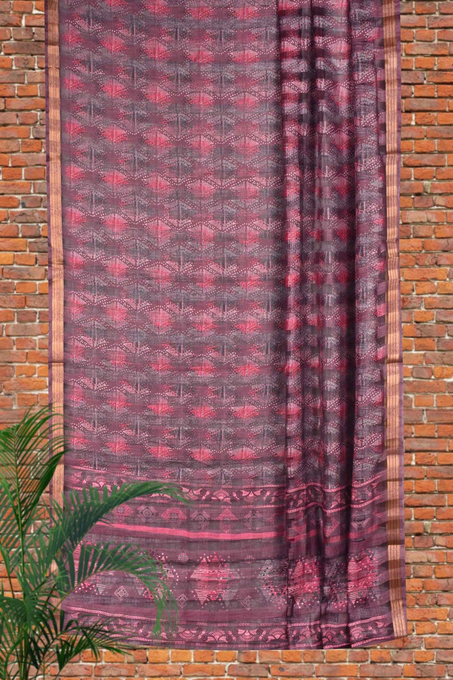 Light Violet Cotton Self Checks Saree