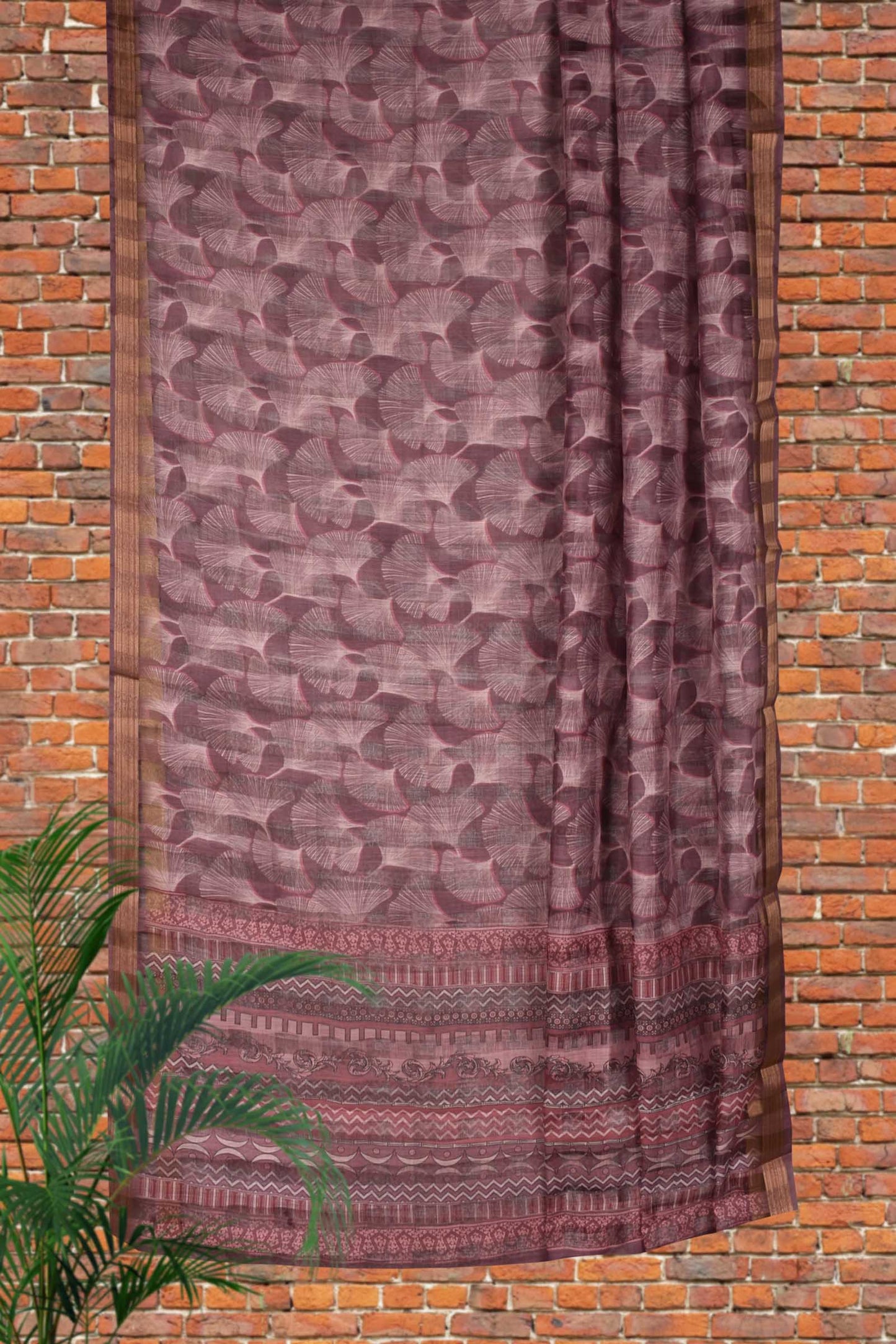 Violet Cotton Self Checks Saree