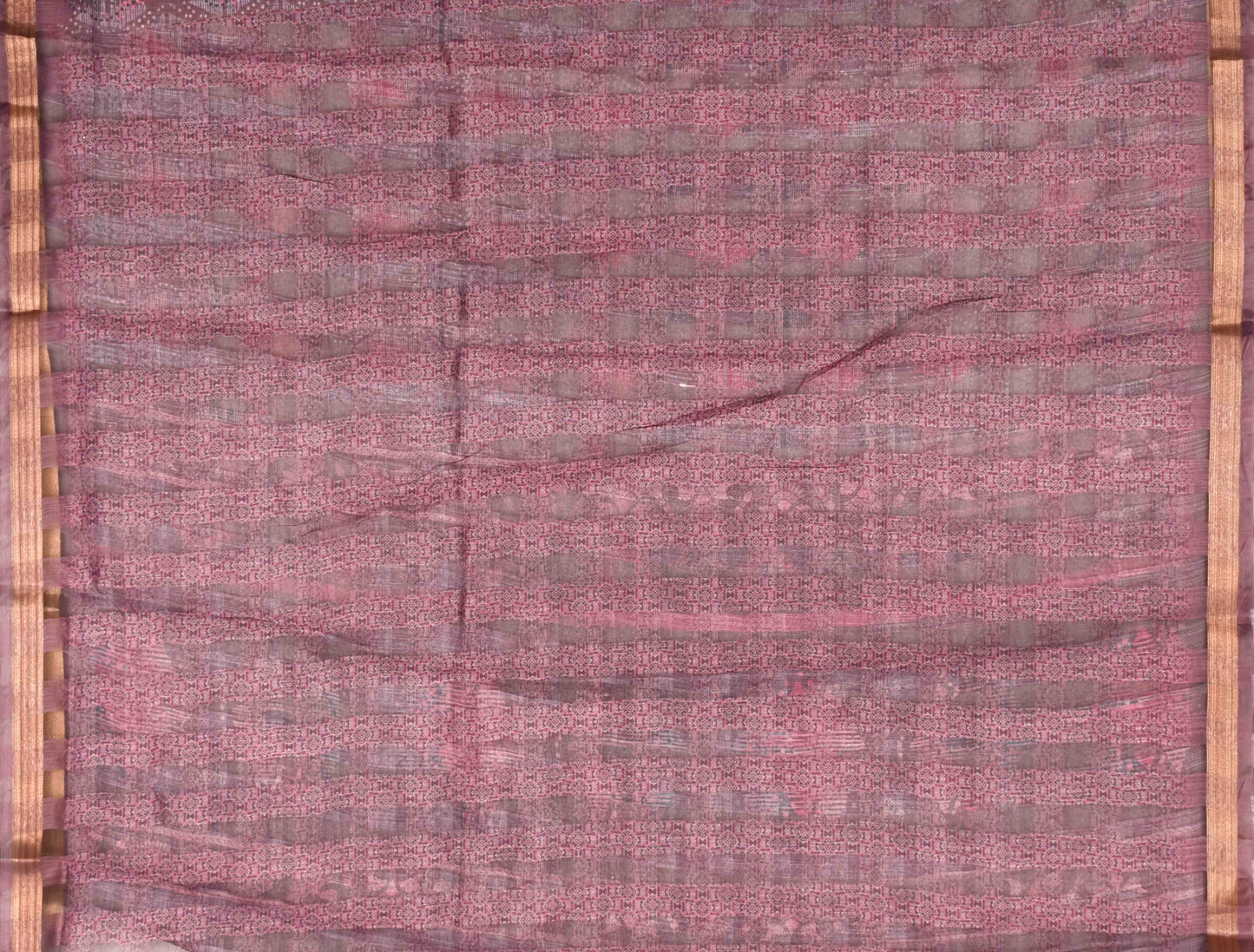 Light Violet Cotton Self Checks Saree