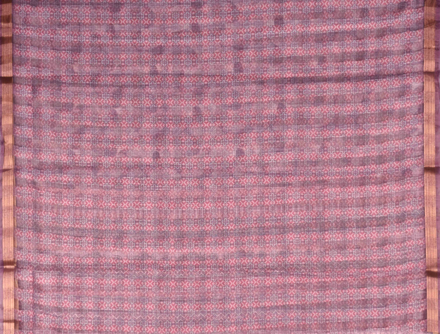 Violet Cotton Self Checks Saree