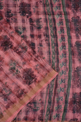 Light Pink Cotton Self Checks Saree