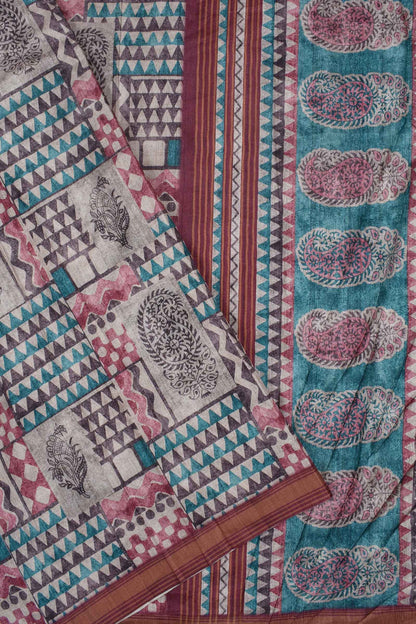 Multicolour Pink Manipuri Tussar Saree