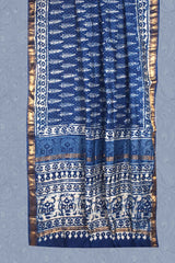 Blue Tree Maheshwari Hand Block Print Saree