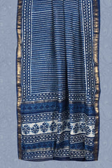 Blue Lines Maheshwari Hand Block Print Saree
