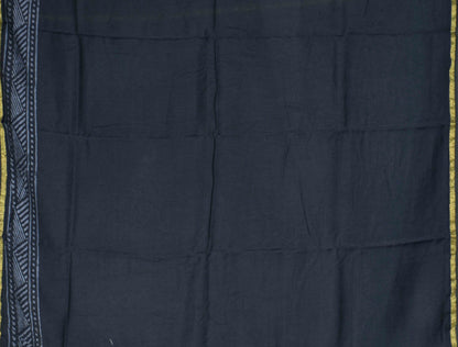 Black Chanderi Hand Block Print Saree