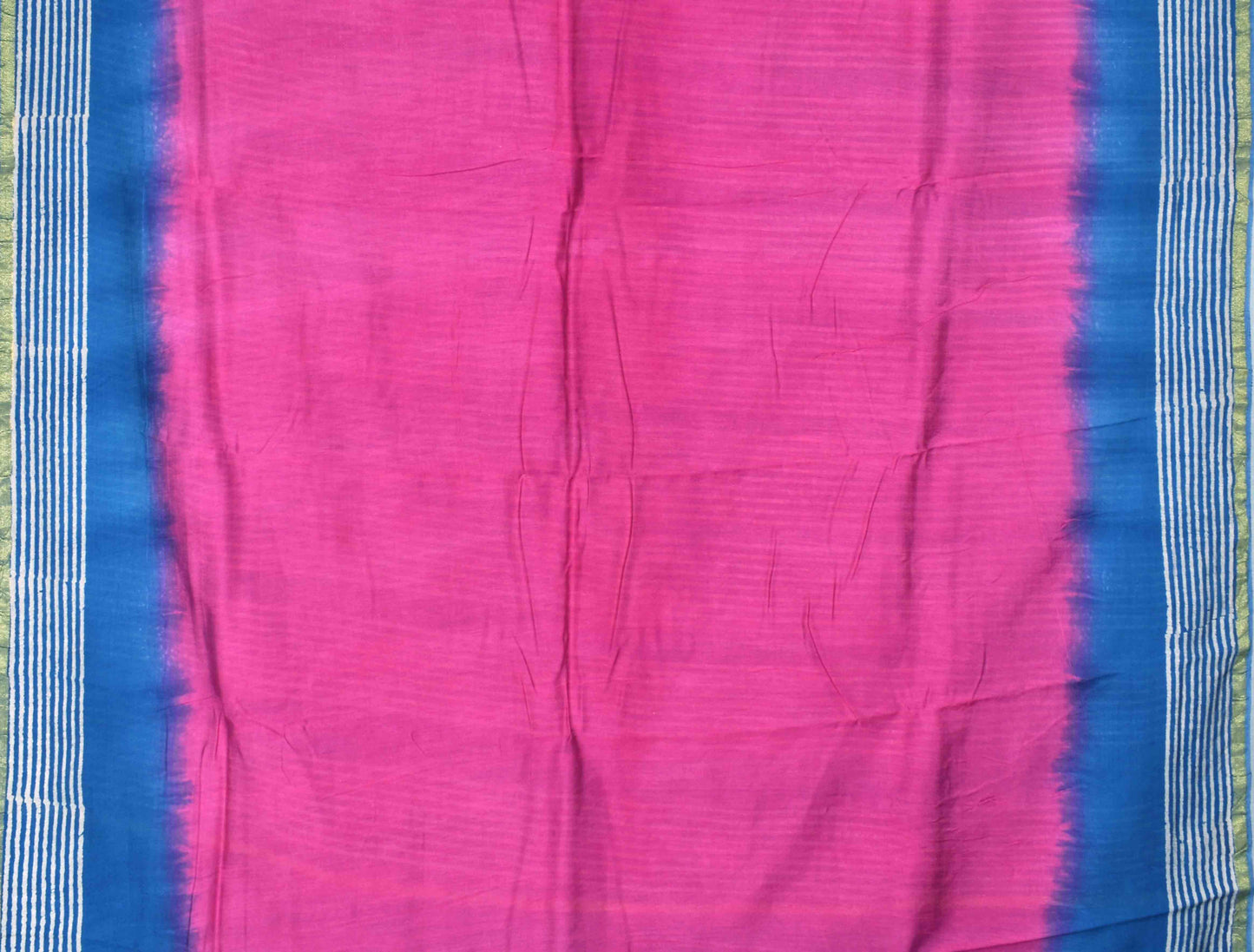 Pink Blue Chanderi Hand Block Print Saree