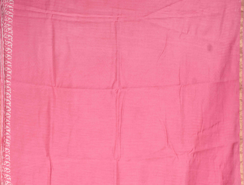 Pink Line Block Chanderi Hand Block Print Saree