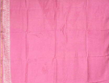 Pink Mango Pallu Chanderi Hand Block Print Saree