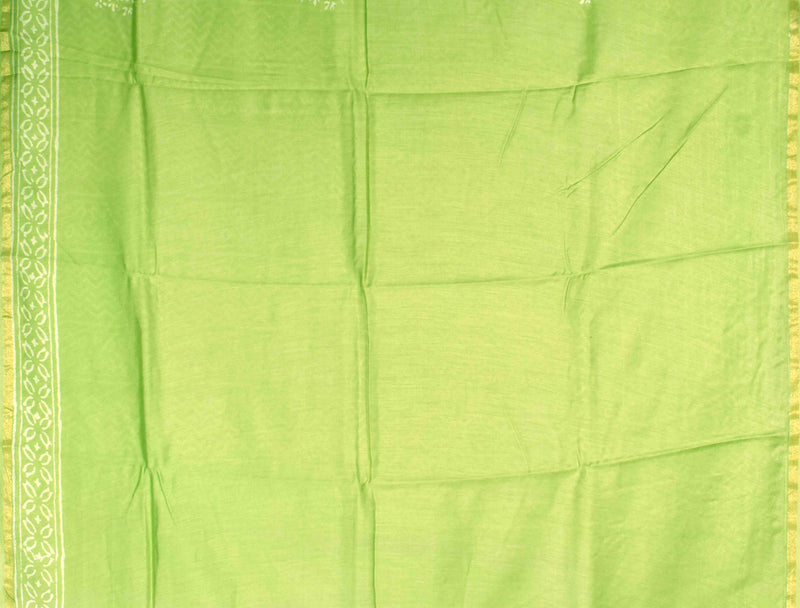 Light Green Triangles Chanderi Hand Block Print Saree