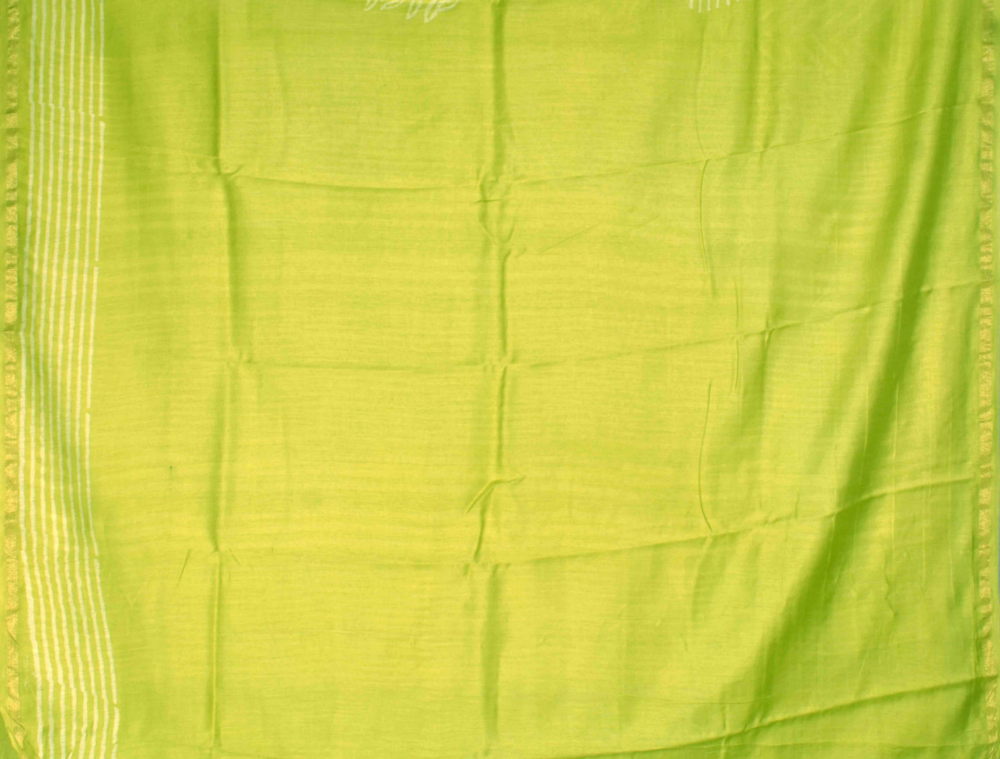 Light Green Zig Zag Chanderi Hand Block Print Saree