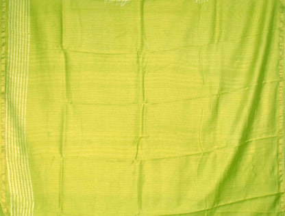 Light Green Zig Zag Chanderi Hand Block Print Saree