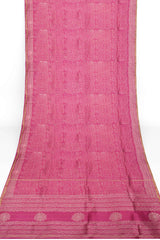 Pink Leaf Chanderi Hand Block Print Saree