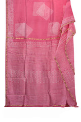 Pink Line Block Chanderi Hand Block Print Saree