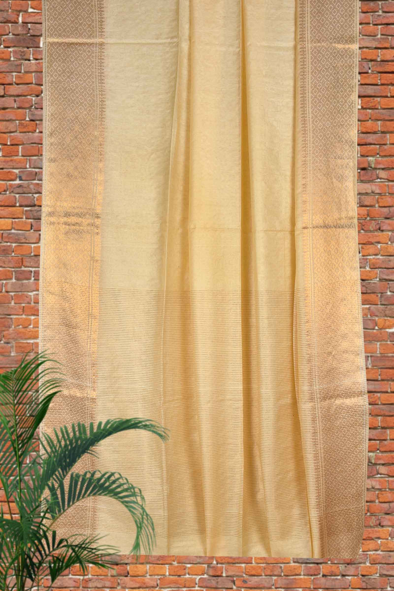 Sandal Cotton Silk Plain Saree