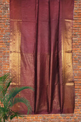 Brown Plain Cotton Silk Plain Saree