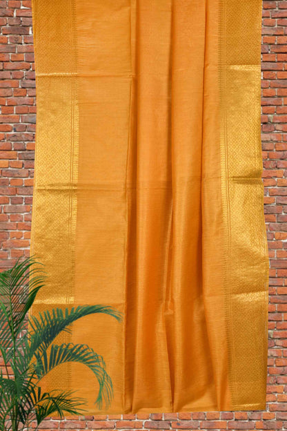 Orange Cotton Silk Plain Saree