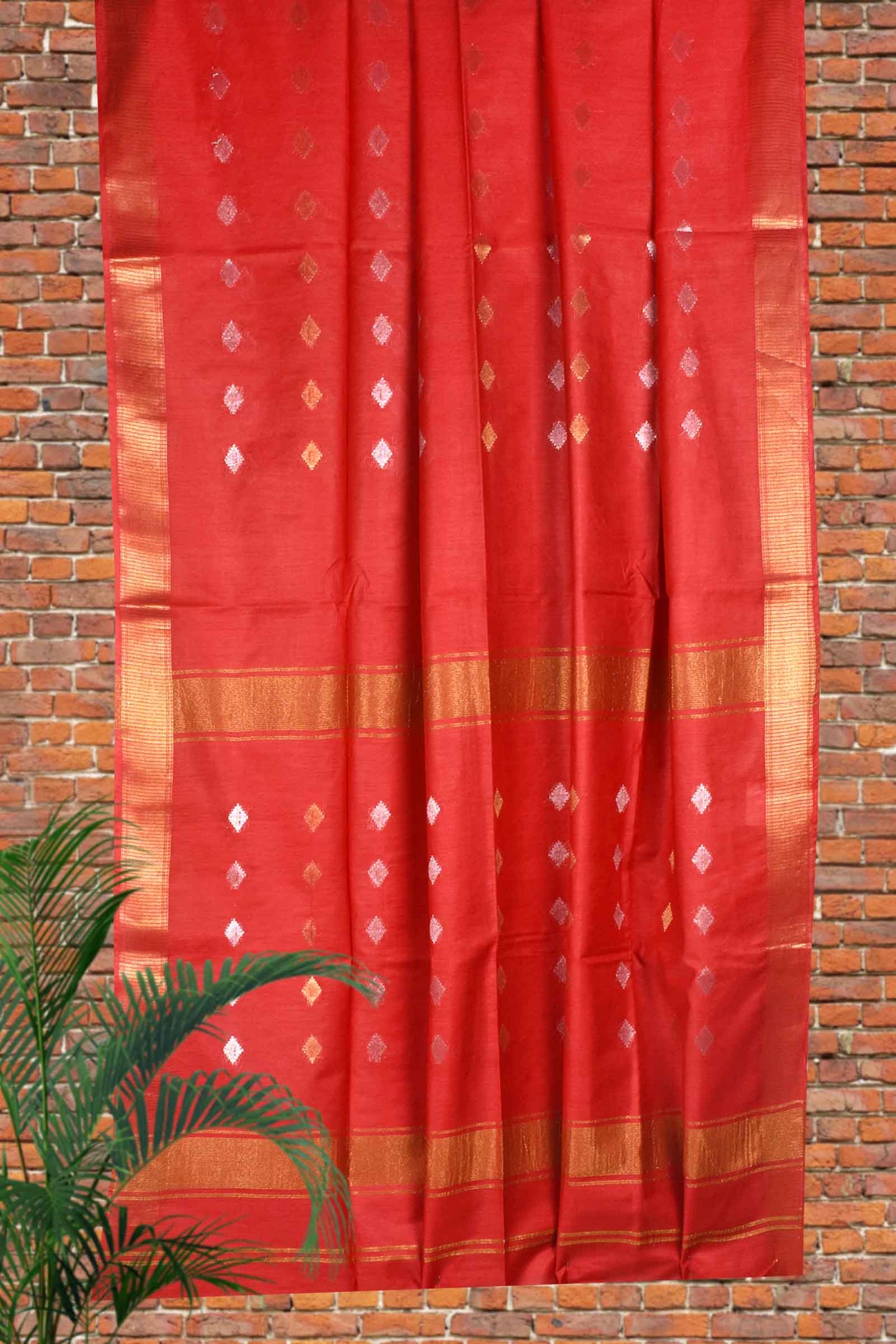 Red Cotton Silk Butta Saree