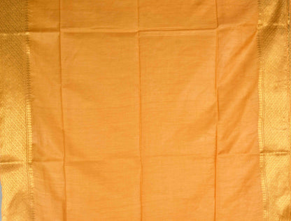 Orange Cotton Silk Plain Saree