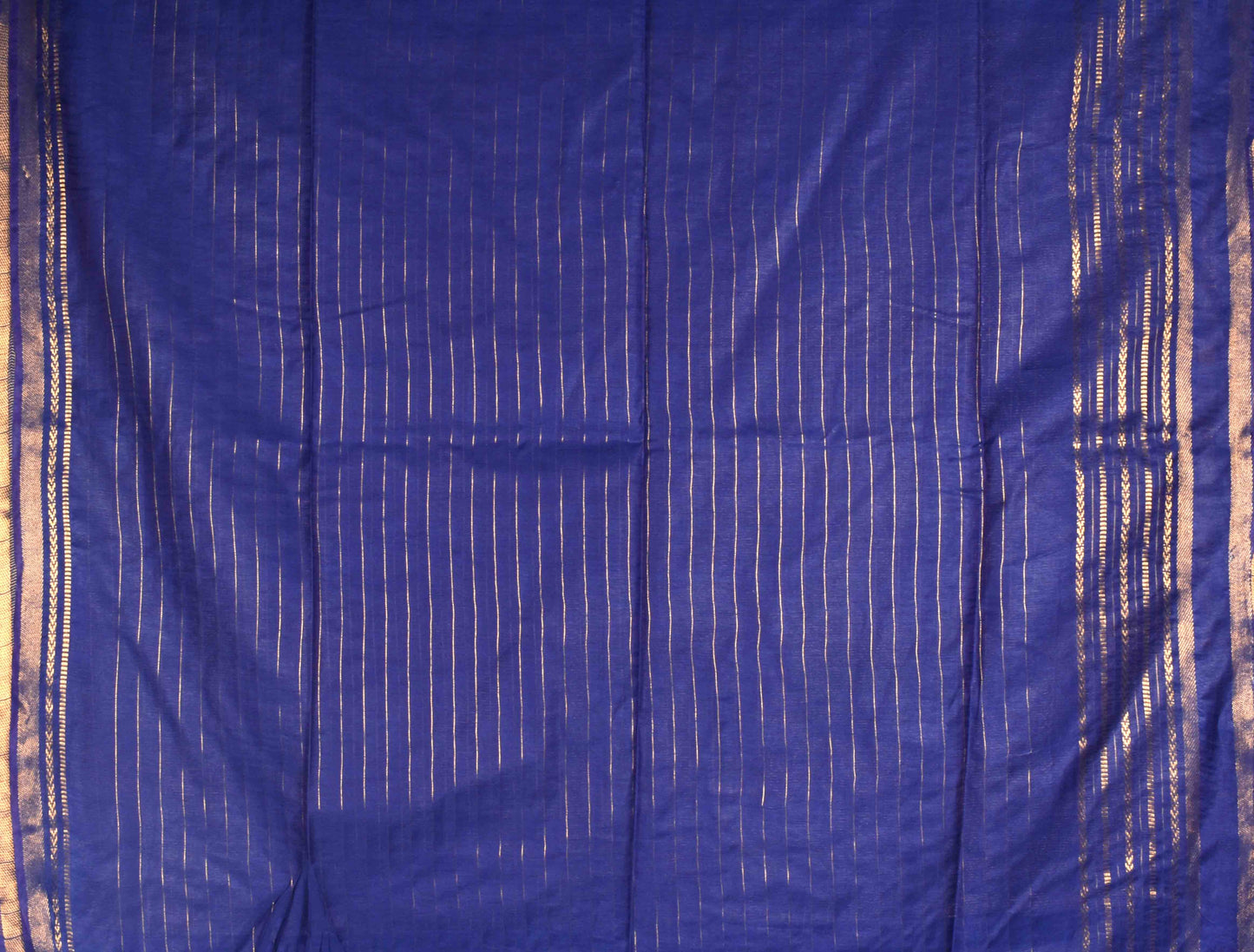 Navy Blue Cotton Silk Checks Saree