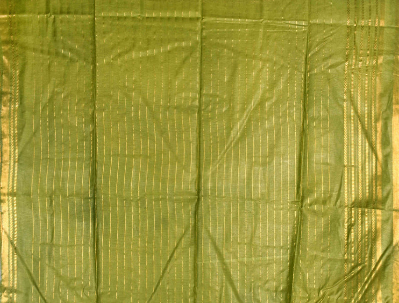 Light Green Cotton Silk Checks Saree