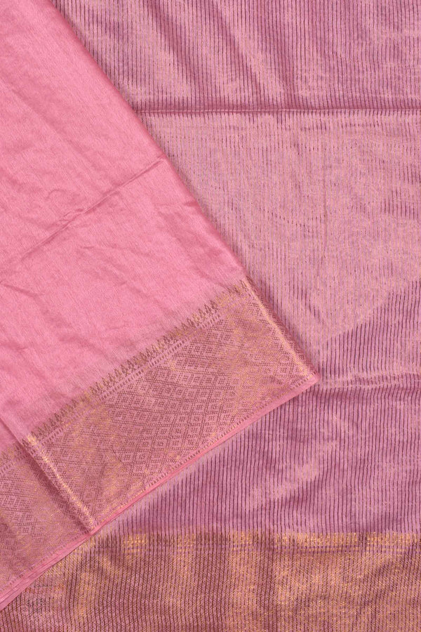 Light Pink Cotton Silk Plain Saree