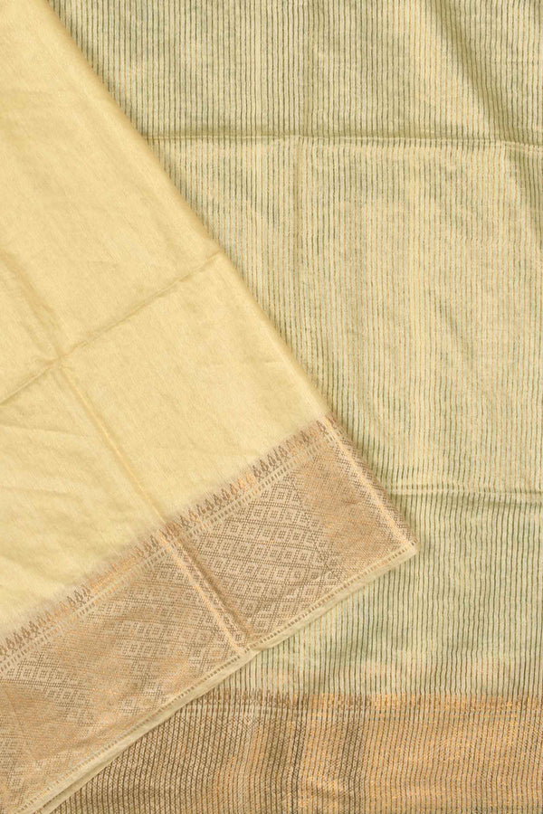 Sandal Cotton Silk Plain Saree