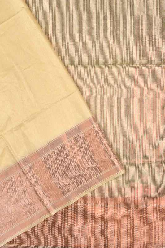 Off White Cotton Silk Plain Saree