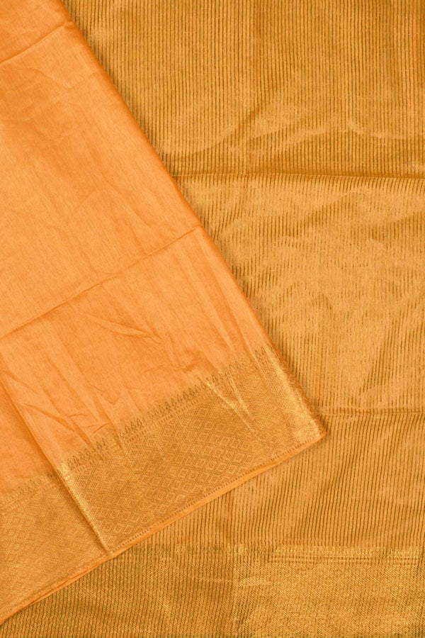 Orange Cotton Silk Plain Saree