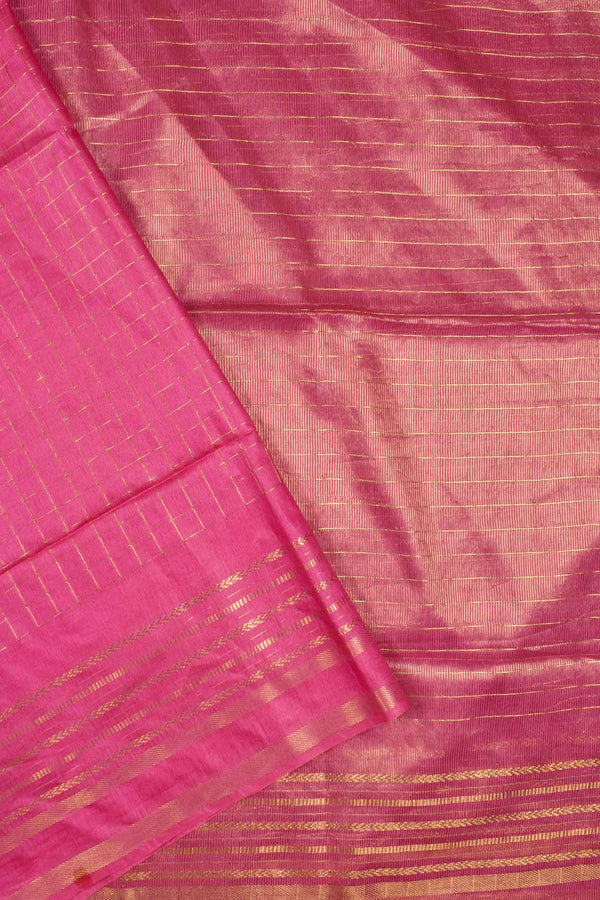Pink Cotton Silk Checks Saree