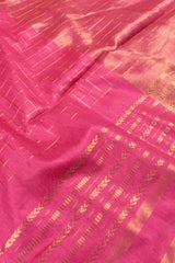 Pink Cotton Silk Checks Saree