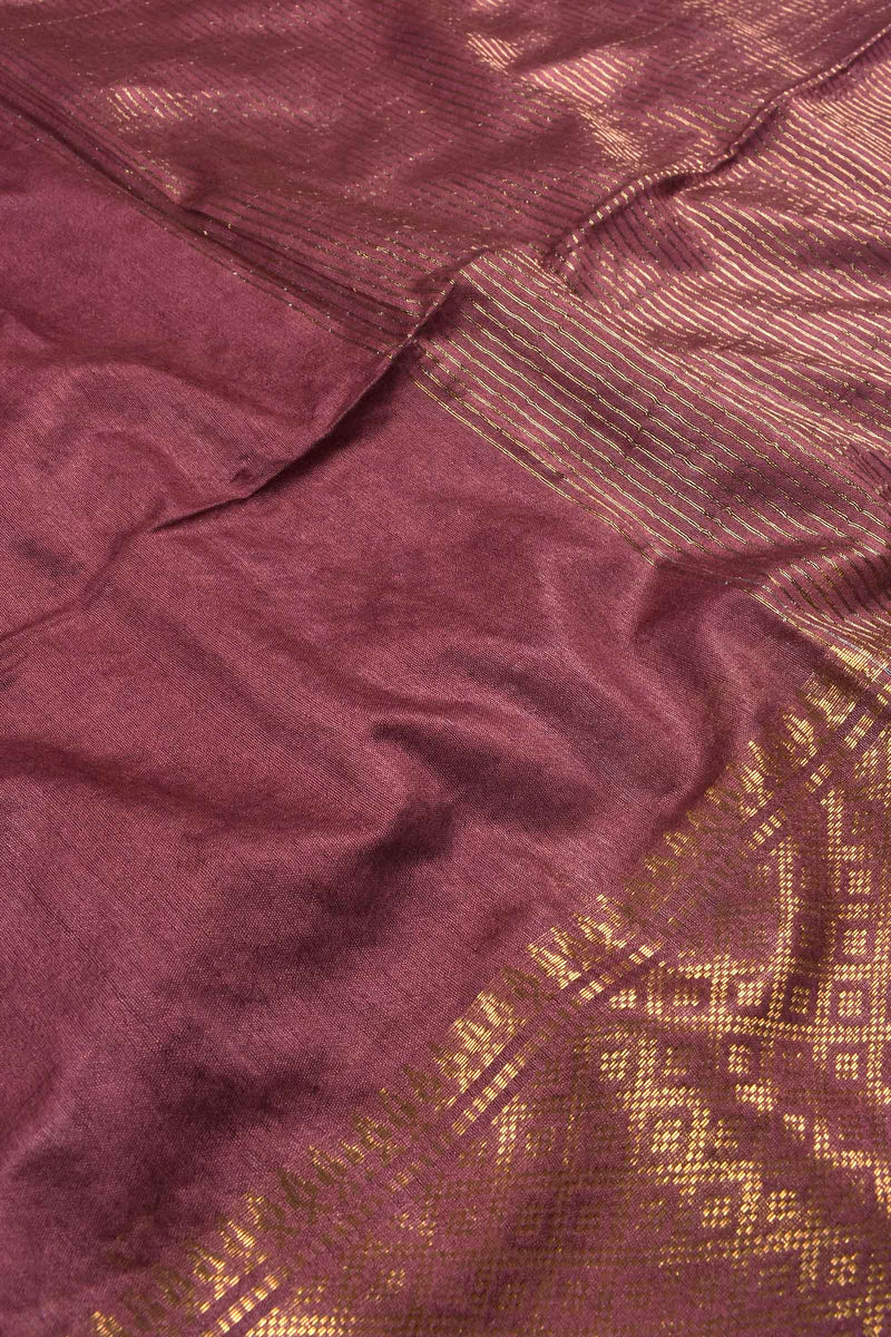 Brown Plain Cotton Silk Plain Saree