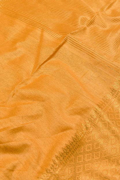 Orange Cotton Silk Plain Saree